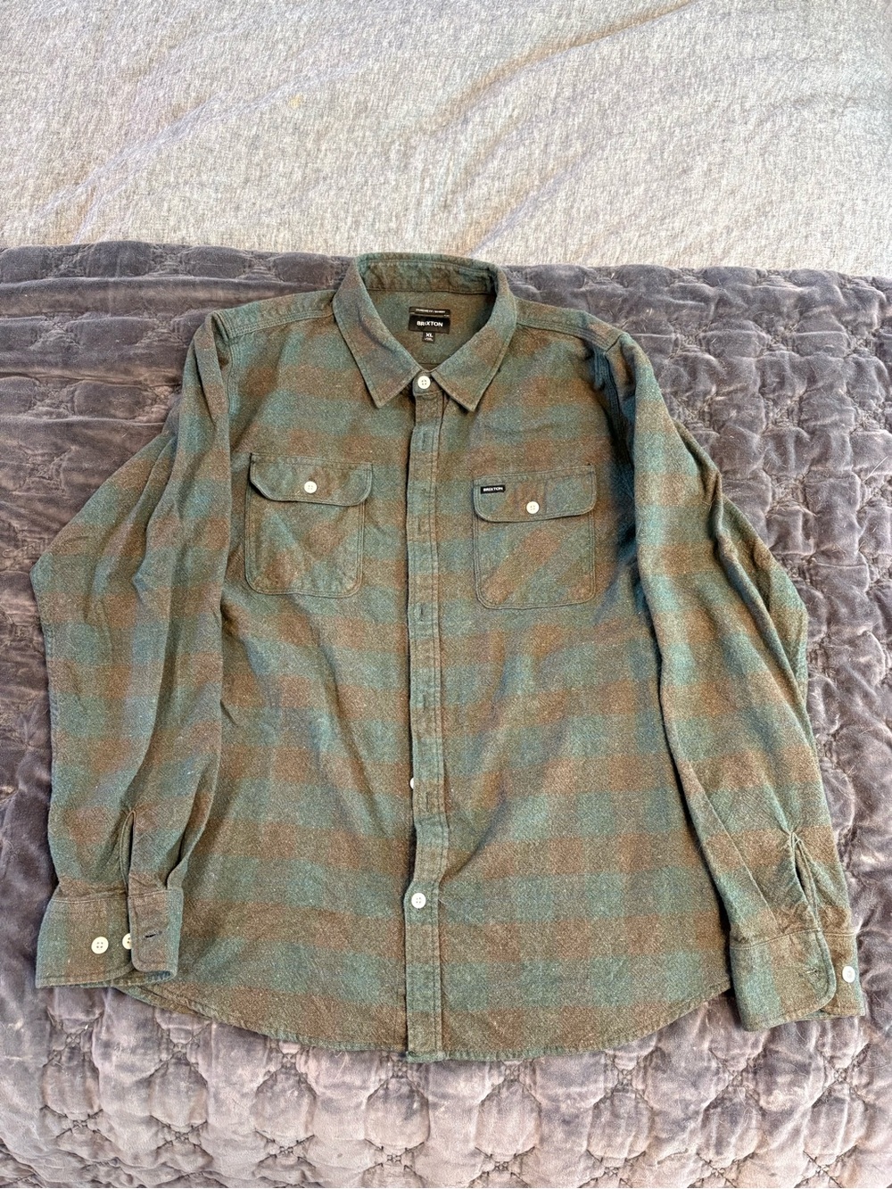 Brixton Green Brown Plaid Button-Down Shirt